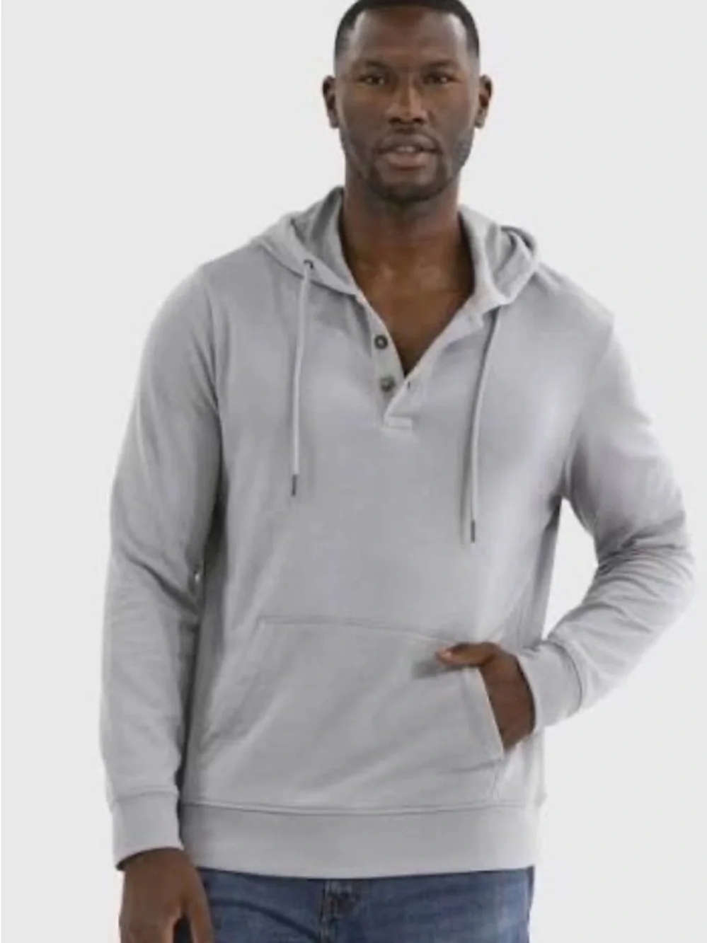 J.Crew Slub Rugged Cotton Hooded HenleySweater Hoodie Gray Men's XL